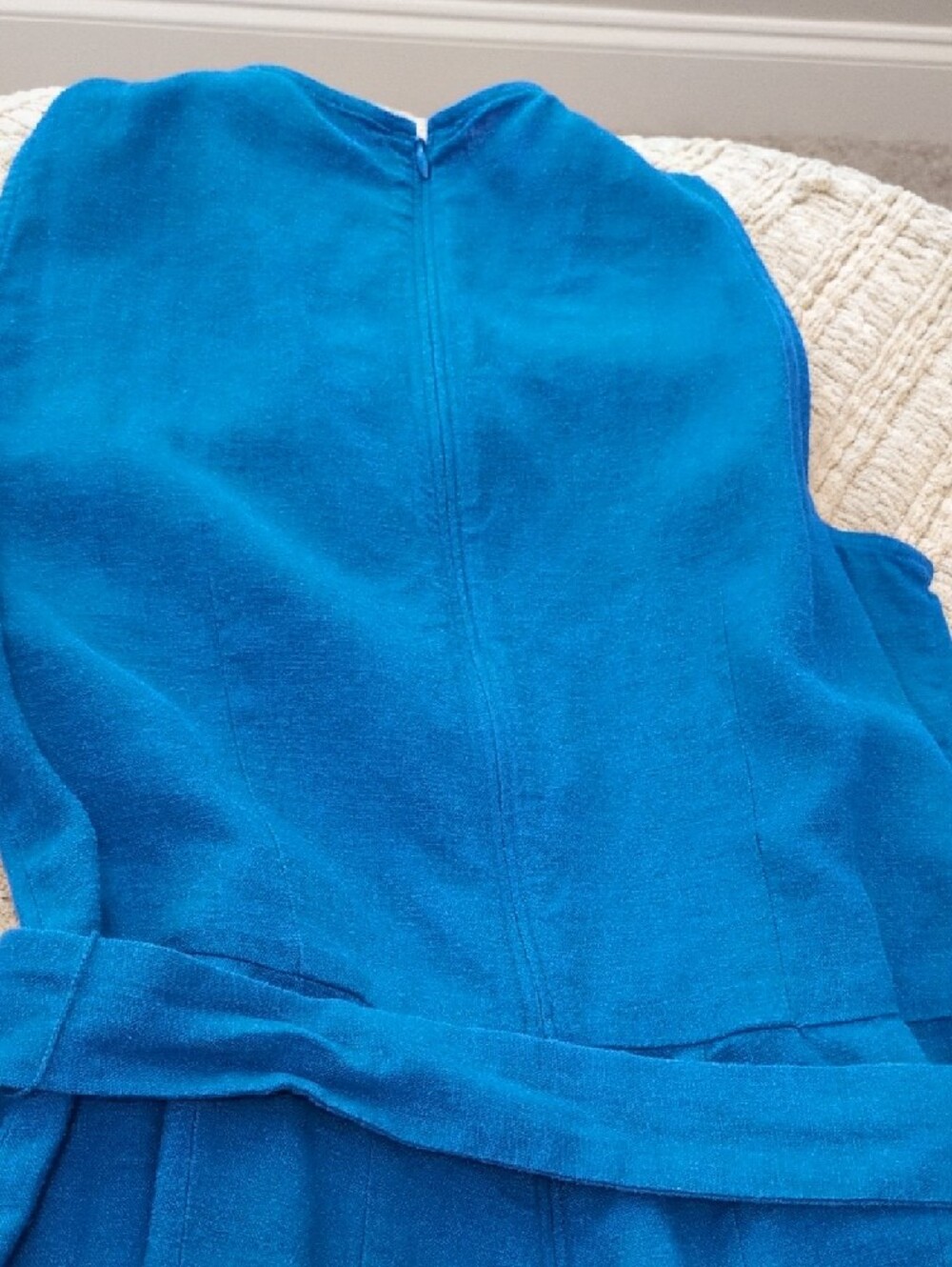 LOFT Women's Sleeveless Royal Blue Linen Jumpsuit with Belt Size 4 Petite - Picture 4 of 5